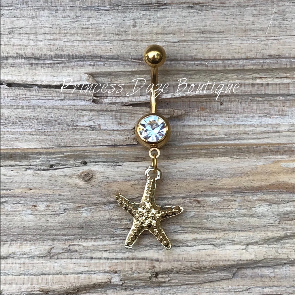 Gold Starfish Belly Button Ring